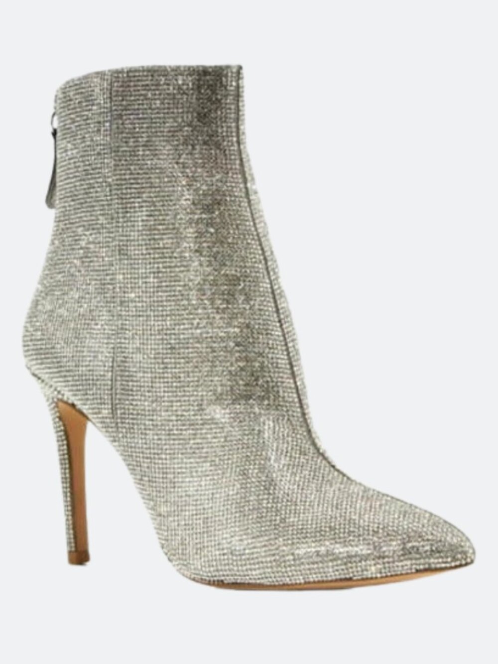 AQUA Carey Leather Embellished Rhinestone Booties Womens Sz 6M Party Heels